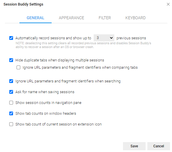 Restoring Google Chrome tabs. 